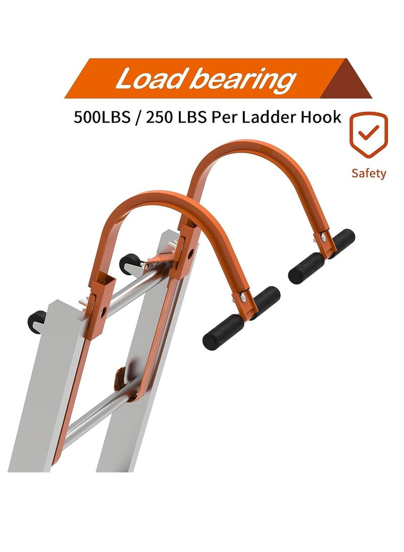 SYOSI Ladder Roof Hook, 2Pcs with Wheel Heavy Duty Steel Ladder Stabilizer, Roof Ridge Extension, Rubber Grip T-Bar for Damage Prevention, 360 lbs Weight Ratin, Fast & Easy to Access Steep Roofs  - Image 3