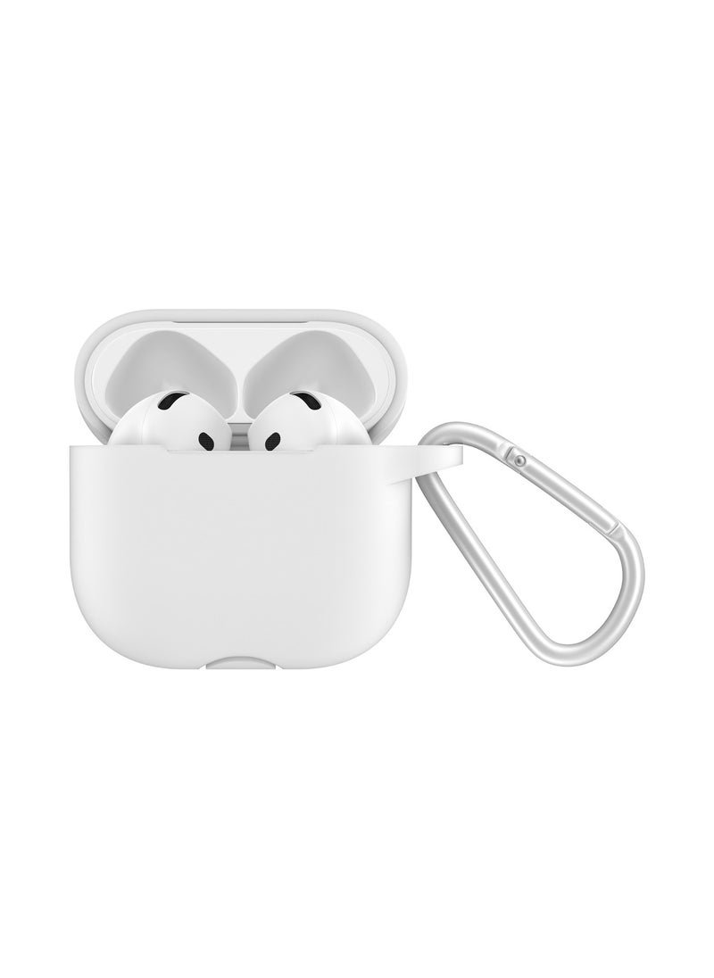 GREEN LION Berlin series Silicone Case for AirPods 4 / Shock Absorbent / 360° Full Protection / Washable Material / Portable Metal Carabiner / Skin Friendly Silicone - White  - Image 1
