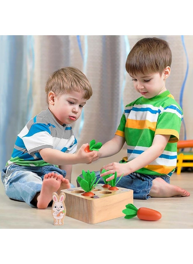 SKYFIELD Carrot Harvest Game Wooden Toy for Baby Boys and Girls 1 2 3 Year Old, Educational Shape Sorting Matching Puzzle Gift Toy with 7 Sizes Carrots.Great Montessori Toy for Toddlers 1-3 - Image 2