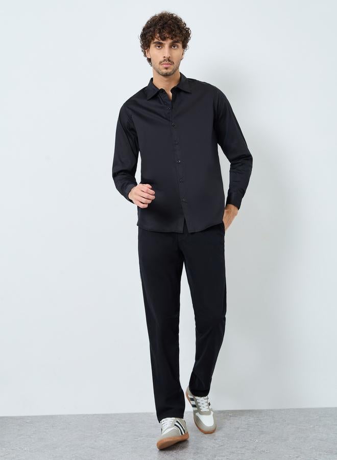 ستايلي قميص ساتان بأكمام طويلة وقصة ضيقة - Image 2