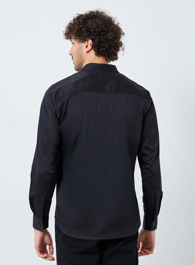 ستايلي قميص ساتان بأكمام طويلة وقصة ضيقة - Image 4