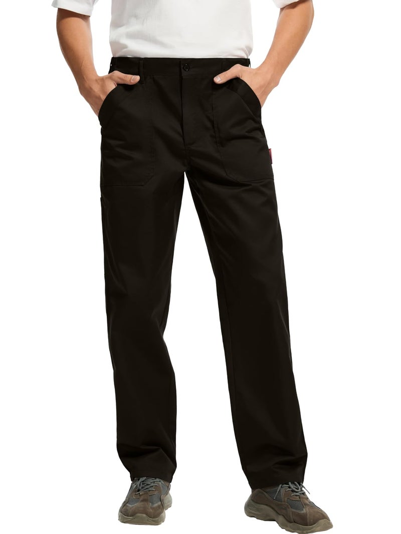 WORK IDEA Men's Relaxed Fit Work Pants Lightweight for Painter, Decoration, Black, XL - Image 1