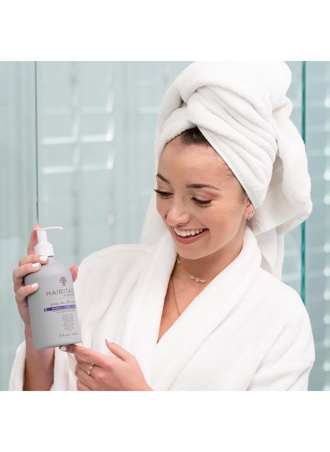 Hairitage Hairitage Pass on the Brass Purple Shampoo and Conditioner for Color-Treated Hair - Corrects Brassy Tones, Moisturizes Blonde and Gray Hair Ends - 13 oz  - Image 2