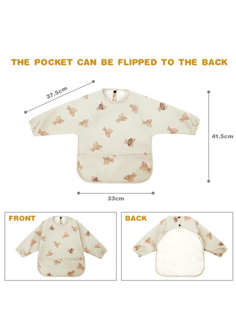 KASTWAVE Baby Weaning Bibs, Coverall Weaning Bib, PU Feeding Bibs With Long Sleeves, Waterproof Toddler Bibs Easy to Clean, Soft and Skin-Friendly Material - Image 2