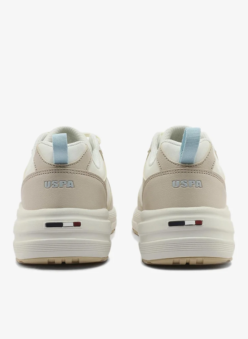 U.S. Polo Assn. beige Women's Beige Low-Top Sneakers - Chunky Outsole With Foam Padding, Minimalist Lace-Up Design for Women | Best Price UAE