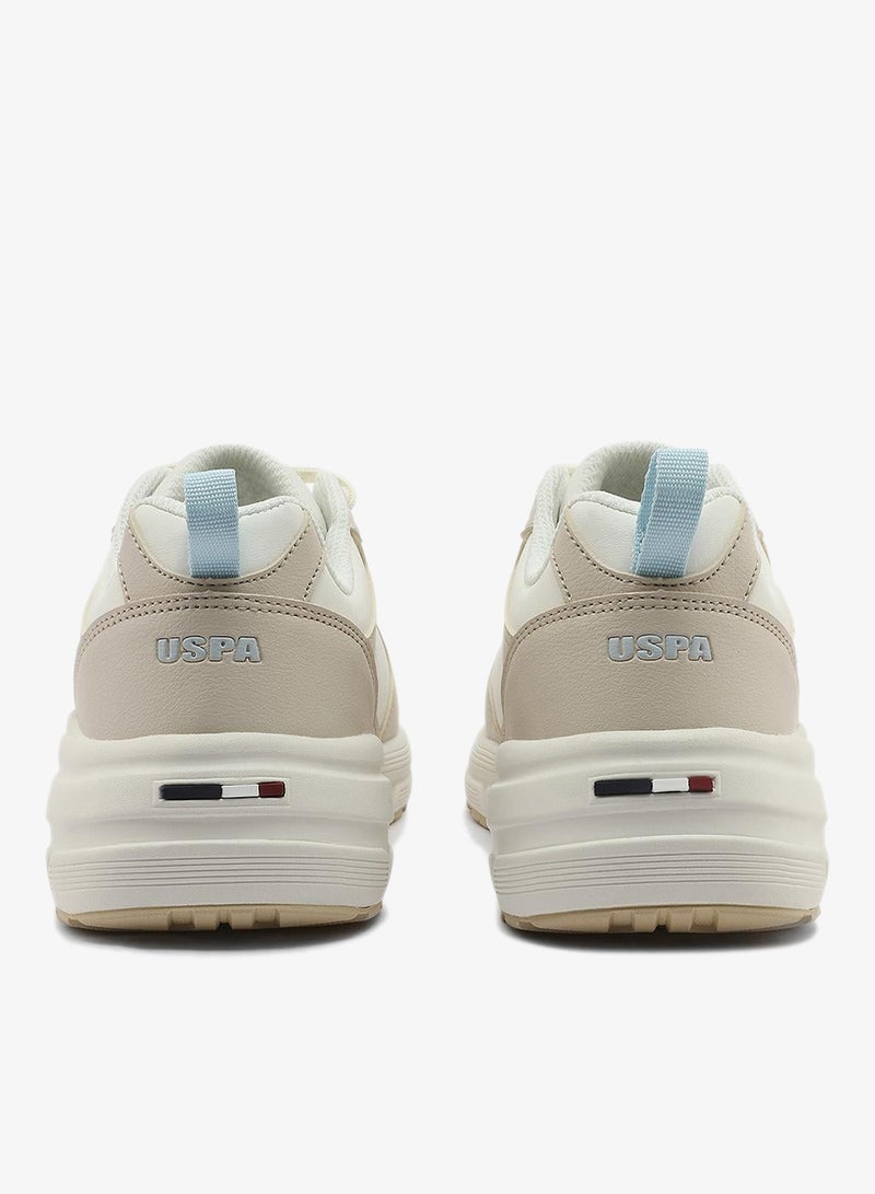 U.S. Polo Assn. Women's Beige Low-Top Sneakers - Chunky Outsole With Foam Padding, Minimalist Lace-Up Design - Image 3