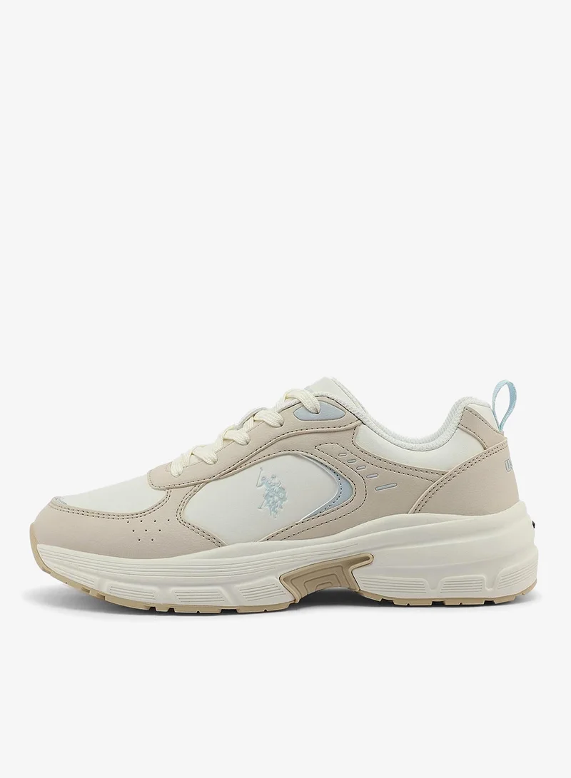 U.S. Polo Assn. beige Women's Beige Low-Top Sneakers - Chunky Outsole With Foam Padding, Minimalist Lace-Up Design for Women | Best Price UAE