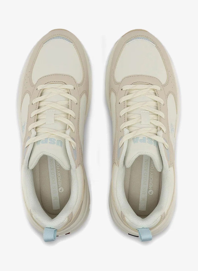 U.S. Polo Assn. beige Women's Beige Low-Top Sneakers - Chunky Outsole With Foam Padding, Minimalist Lace-Up Design for Women | Best Price UAE