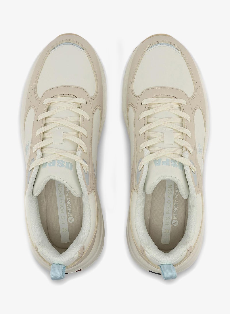 U.S. Polo Assn. Women's Beige Low-Top Sneakers - Chunky Outsole With Foam Padding, Minimalist Lace-Up Design - Image 5