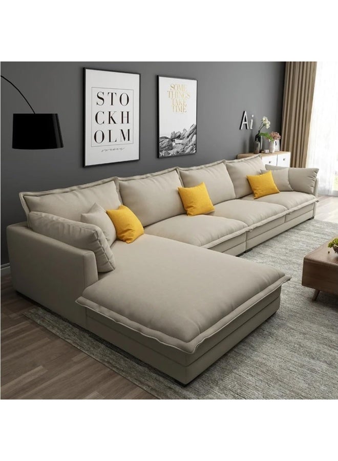 Comfynest Modern L-Shaped Sectional Sofa Set with Innovative Technology Cloth for Lounge Living Room Furniture (Beige, Right)  - Image 1