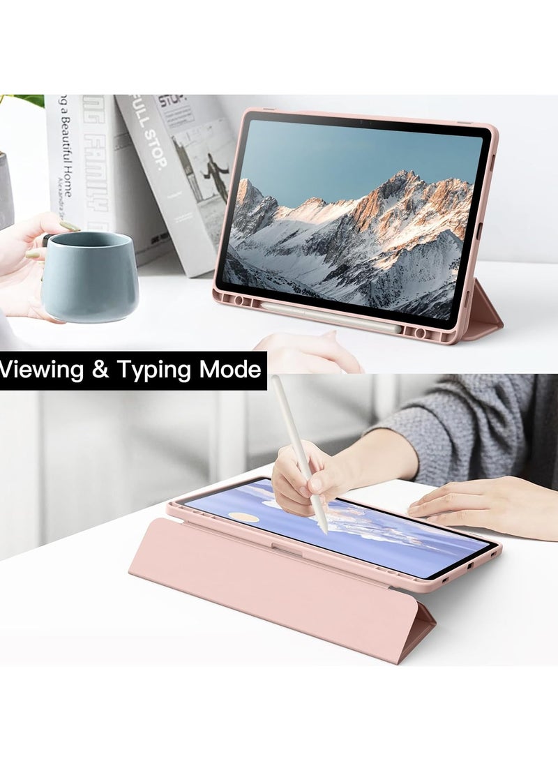 Hybrid Case for Samsung Galaxy Tab S9 11 Inch 2023 SM-X710/X716B/X718U Tablet with Pen Holder - Shockproof Protective Case with Transparent Hard Back Cover(Pink) - Image 2