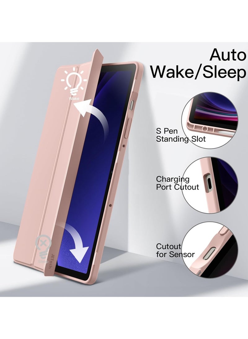 Hybrid Case for Samsung Galaxy Tab S9 11 Inch 2023 SM-X710/X716B/X718U Tablet with Pen Holder - Shockproof Protective Case with Transparent Hard Back Cover(Pink) - Image 3