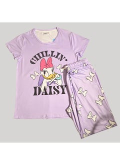 Daisy DAISY DUCK WOMENS SHORT SLEEVE PAJAMA SETS , SILKY POLYESTER  - Image 1