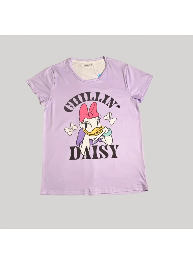 Disney DAISY DUCK WOMENS SHORT SLEEVE PAJAMA SETS , SILKY POLYESTER