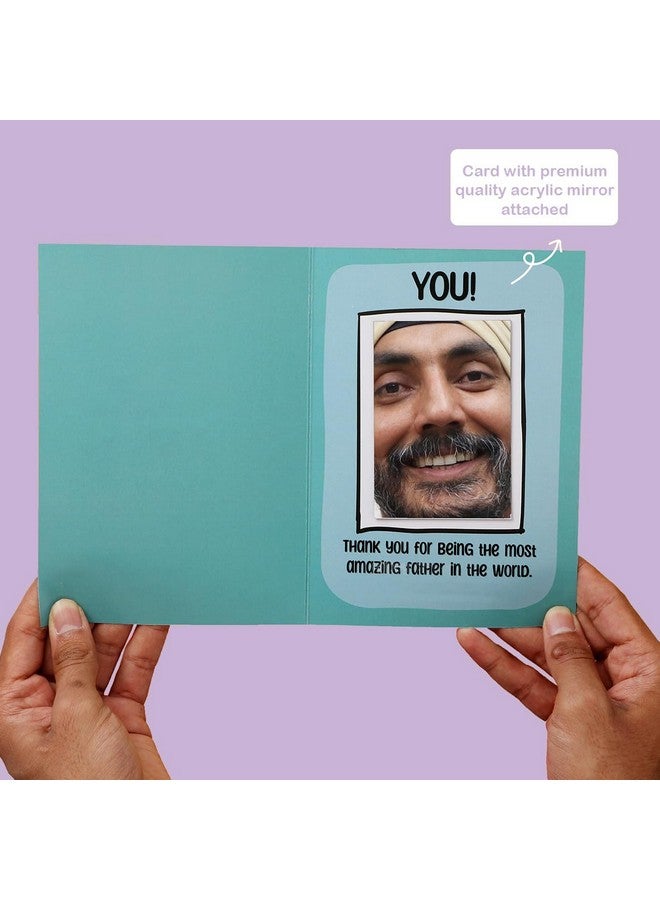 Oye Happy طقم هدايا أوي هابي سوبر داد - هدية للأب مع بطاقة مرآة، ميدالية، سلسلة مفاتيح، شهادة أفضل أب وشريط | هدية مدروسة للأب، هدية عيد ميلاد وهدية تقدير للأب - Image 4