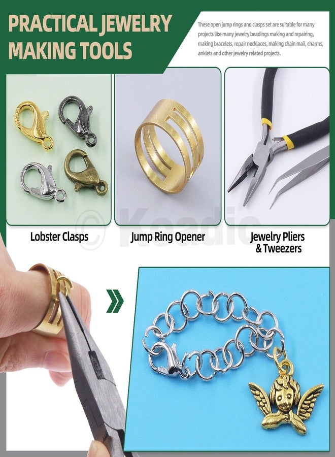 Keadic 1413Pcs 4/5/6/8/10mm Open Jump Rings Assortment Set with Charm Pendant Lobster Clasps and Jewelry Pliers, Jewelry Making Supplies Findings for Necklace Earring Choker Repair - Image 4