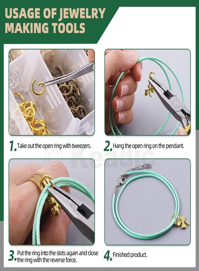 Keadic 1413Pcs 4/5/6/8/10mm Open Jump Rings Assortment Set with Charm Pendant Lobster Clasps and Jewelry Pliers, Jewelry Making Supplies Findings for Necklace Earring Choker Repair - Image 5