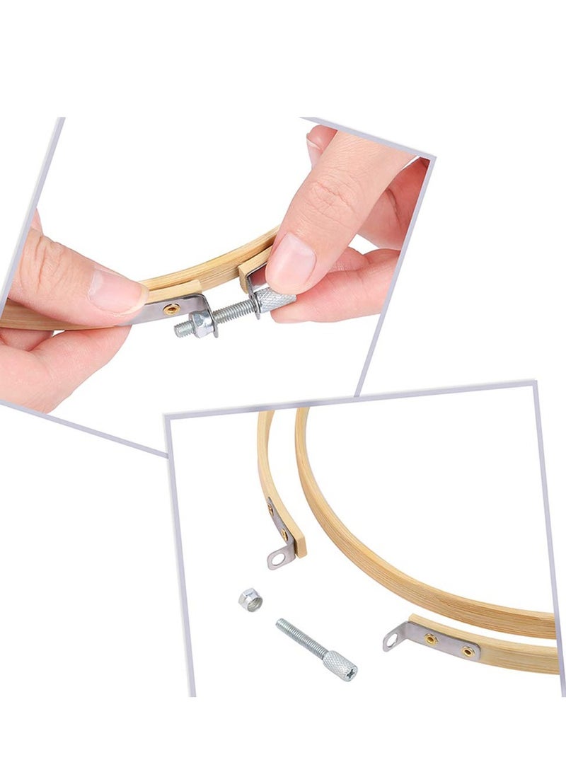 11.8 Inch Wooden Bamboo Embroidery Hoops - 12 Pcs Cross Stitch Supplies, Easy to Loosen/Tighten for Artistic Crafts and Sewing Projects, Perfect for Floral Designs and Creative Embroidery. - Image 5