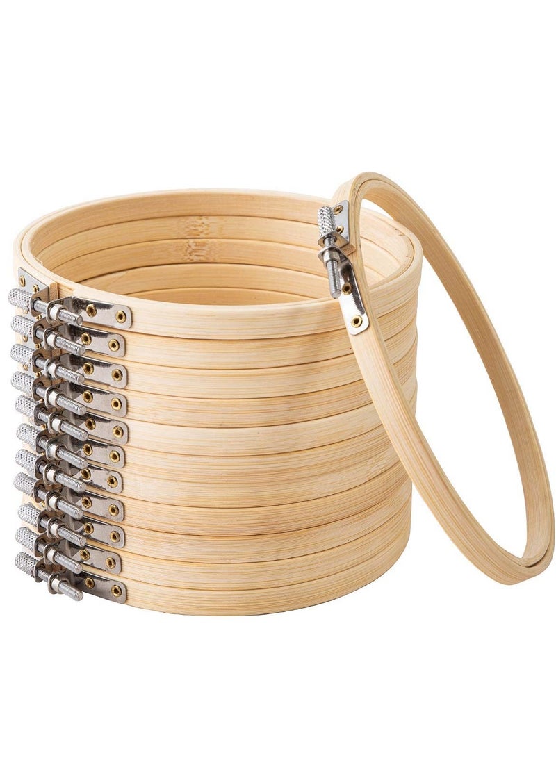 11.8 Inch Wooden Bamboo Embroidery Hoops - 12 Pcs Cross Stitch Supplies, Easy to Loosen/Tighten for Artistic Crafts and Sewing Projects, Perfect for Floral Designs and Creative Embroidery. - Image 1
