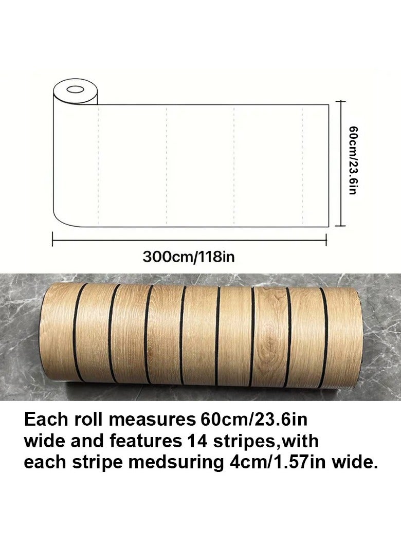 نوايوو ورق حائط ثلاثي الأبعاد سميك بنقشة الخشب - 300 سم × 60 سم، مقاوم للماء والرطوبة وعازل للصوت، لوح حائط ذاتي اللصق من مادة البولي فينيل كلوريد، مناسب لديكور المنزل، غرفة المعيشة، غرفة النوم، خلفية التلفزيون (N1002-7) - Image 2