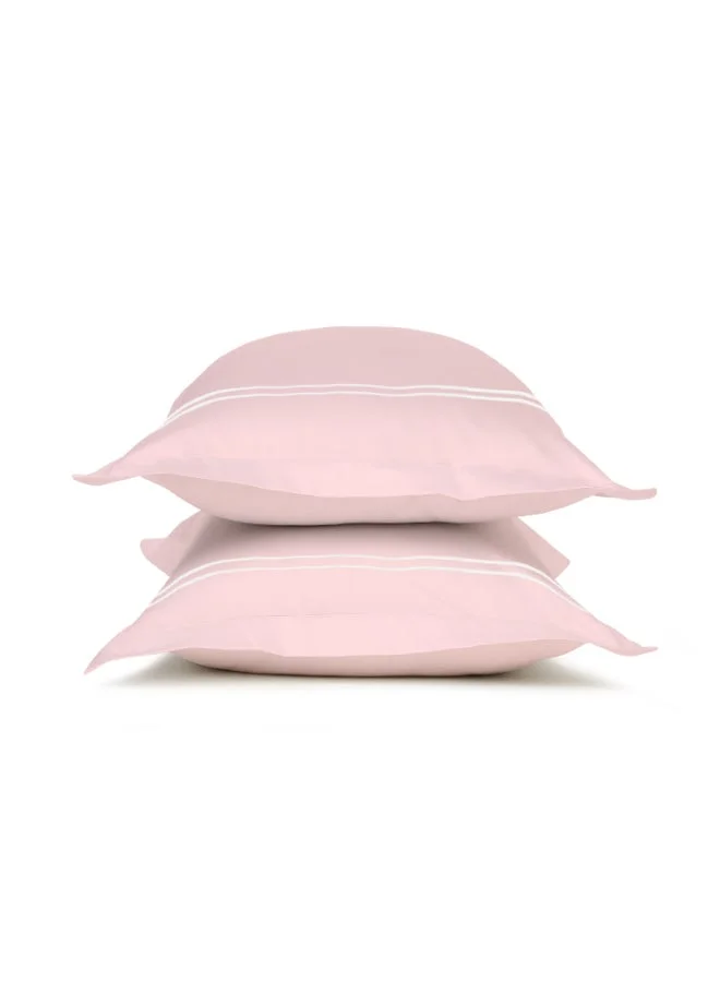 مالبيري ليفينج أغطية وسائد قطنية %  ، عبوة من قطعتين،  ×  سم، لون وردي هادئ