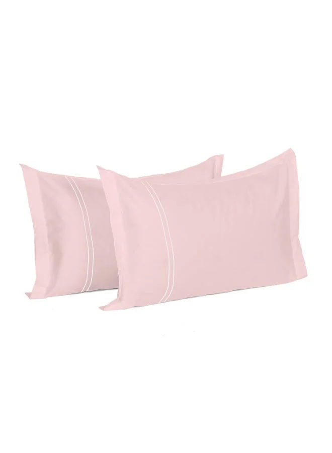 مالبيري ليفينج أغطية وسائد قطنية %  ، عبوة من قطعتين،  ×  سم، لون وردي هادئ