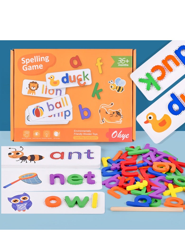 xppier 60 Pcs Alphabet Learning Cards Set, English Letter Spelling Game with 26 Letters, Educational Word Building Toy for Preschool Kindergarten Kids - Image 3