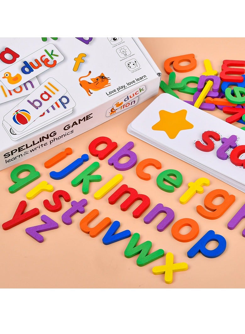 xppier 60 Pcs Alphabet Learning Cards Set, English Letter Spelling Game with 26 Letters, Educational Word Building Toy for Preschool Kindergarten Kids - Image 5