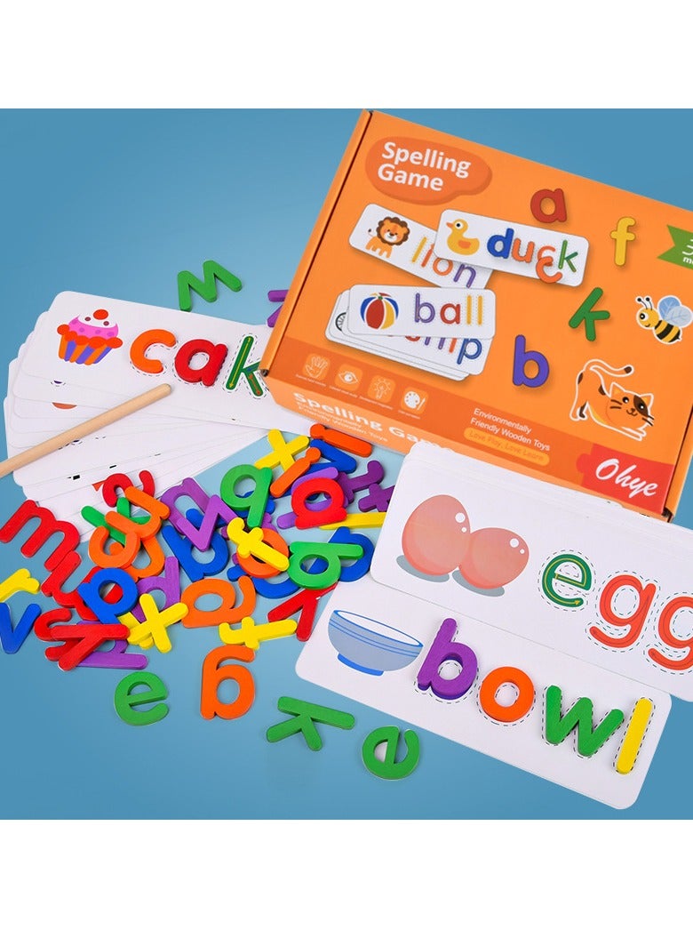 xppier 60 Pcs Alphabet Learning Cards Set, English Letter Spelling Game with 26 Letters, Educational Word Building Toy for Preschool Kindergarten Kids - Image 1