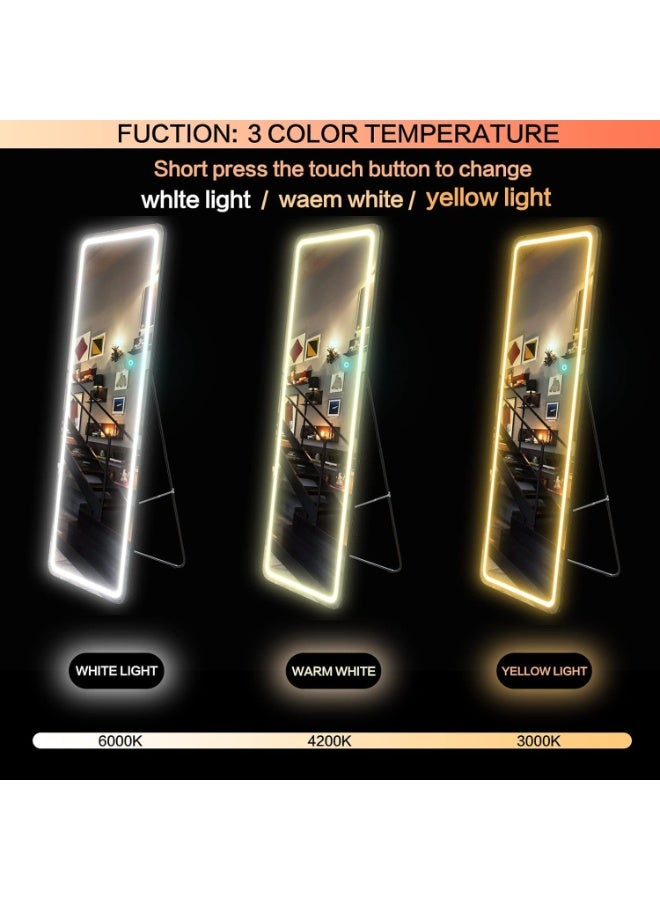 Y&D Full Length Mirror with Lights 160 x 50 cm LED Floor Standing Rectangular Mirror Adjustable Brightness & Color Modern Style for Living Room - Image 5