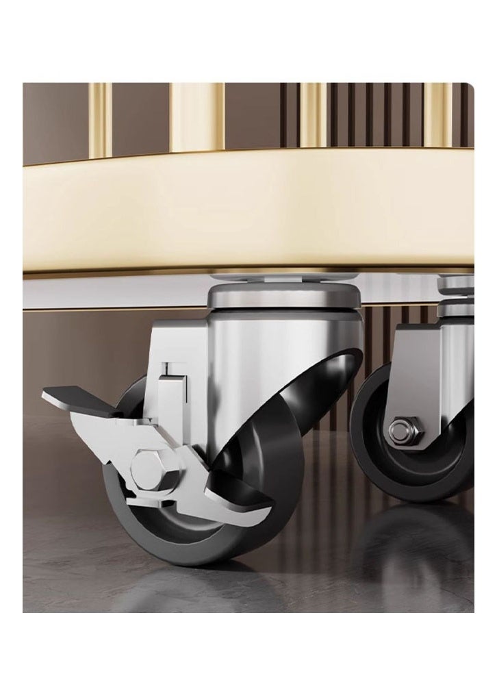 NKX Thickened Medium Light Luxury Gold 80cm Coat Rack [Rotating Mirror, 4-Hook Storage Basket, Universal Wheels] - Image 5