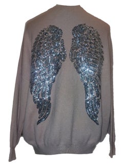 Women winter Sequin Back Wings Sweater knit Cashmere Pullover