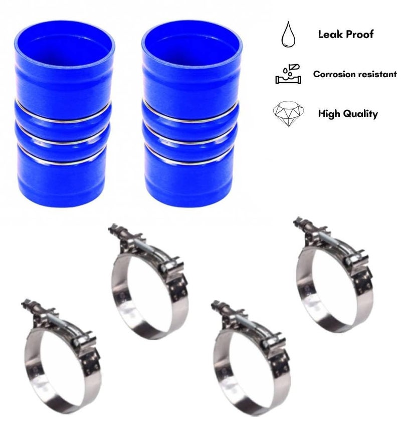 Torque خراطيم هواء شحن السيليكون TORQUE 2PCS 3 1/2" x 6 3/8" مع مجموعة مشابك T-Bolt، 3.5 بوصة ID توربو، مجموعة خراطيم سحب الهواء والمبرد (تحل محل فولفو 20550690، 70396458، ماك 45MD384M) - Image 4