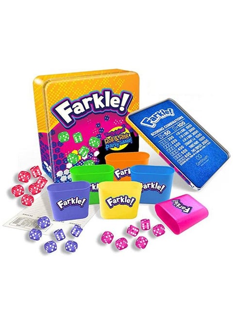Farkle Deluxe Dice Games Set Includes 36 Colorful Dice 6 Rolling Cups Rolling Felt Lined Dice Tray And Score Sheets The Classic Pushyourluck Dice Game