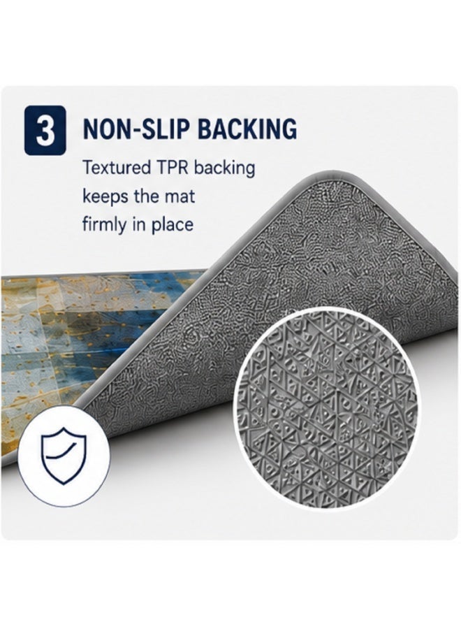 2-Piece Anti-Fatigue Kitchen Floor Mat Set – Non-Slip Water-Absorbent & Quick-Dry Kitchen Rugs, Soft Cushioned Kitchen Carpets, Assorted Design, 40 x 60 cm & 40 x 120 cm - Image 4