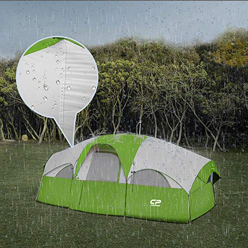 CAMPROS CP Tent 8 Person Camping Tents, Weather Resistant Family Tent, 5 Large Mesh Windows, Double Layer, Divided Curtain for Separated Room, Portable with Carry Bag - Green - Image 4