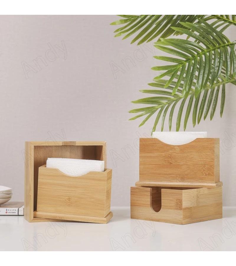 Vertical Wooden Tissue Box For Tabletop Restaurant Napkin Holder Home Decor - Image 2