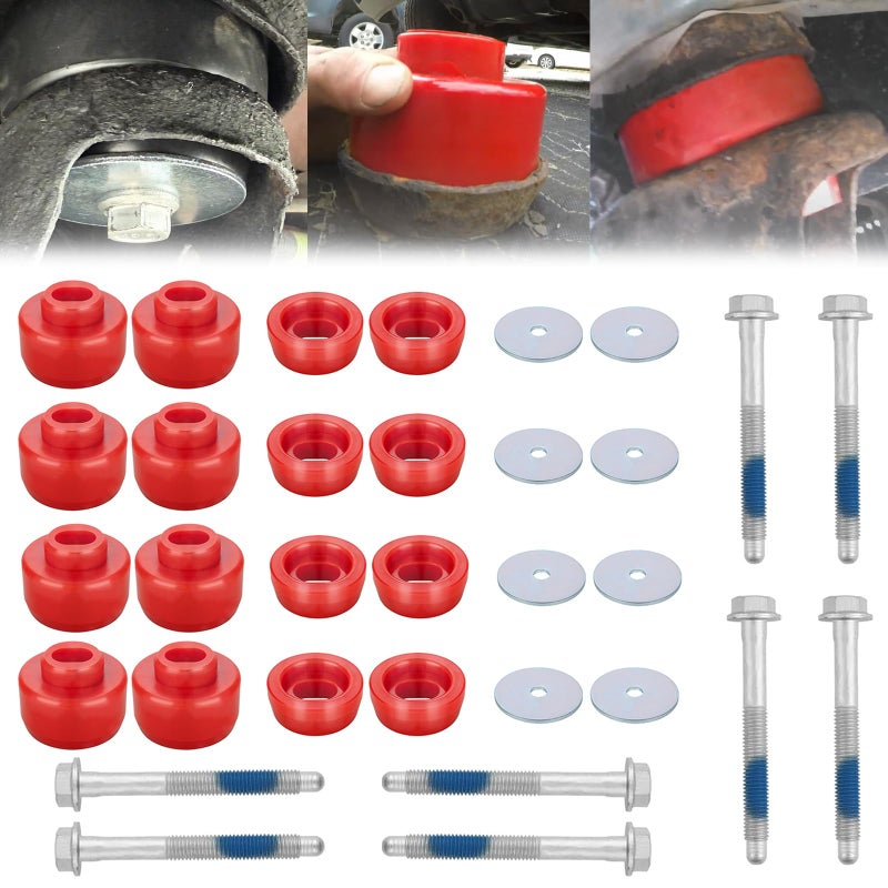 ATZTNUO 7-141 Body and Cab Mount Bushing Kit for 1999-2014 Chevy Silverado & GMC Sierra 1500/2500 2WD/4WD Body Cab Mounts with Mount Cushion Bolts 1999-2004 Replaces# 11516868 15704260 (Red) - Image 1