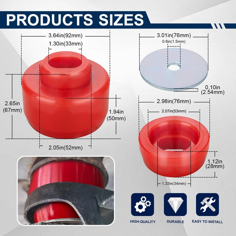 ATZTNUO 7-141 Body and Cab Mount Bushing Kit for 1999-2014 Chevy Silverado & GMC Sierra 1500/2500 2WD/4WD Body Cab Mounts with Mount Cushion Bolts 1999-2004 Replaces# 11516868 15704260 (Red) - Image 5