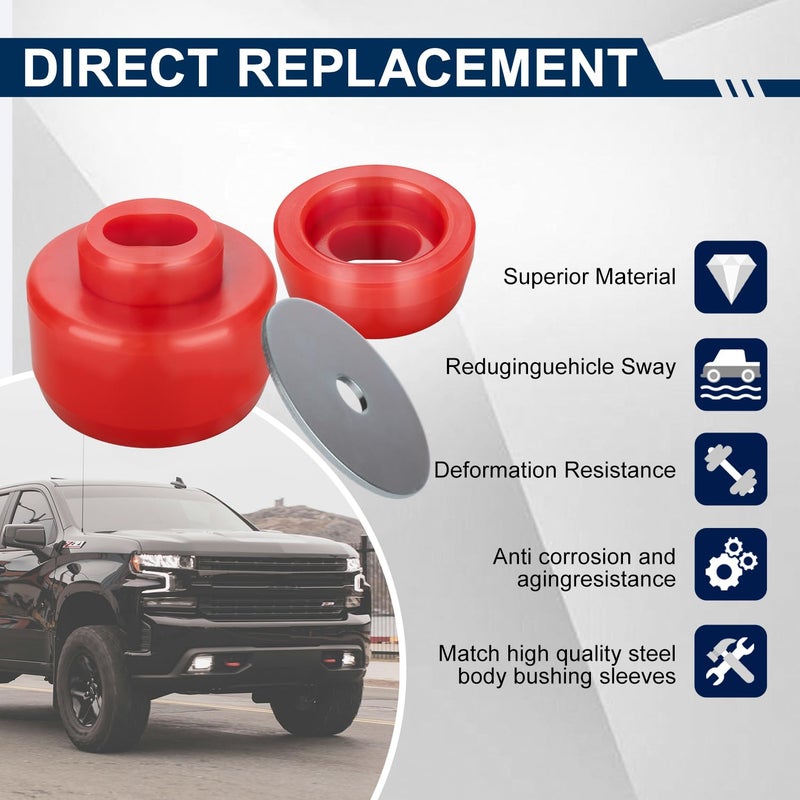 ATZTNUO 7-141 Body and Cab Mount Bushing Kit for 1999-2014 Chevy Silverado & GMC Sierra 1500/2500 2WD/4WD Body Cab Mounts with Mount Cushion Bolts 1999-2004 Replaces# 11516868 15704260 (Red) - Image 4