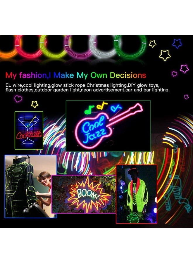 lychee EL Wire Neon Glowing Strobing Electroluminescent Light El Wire w/Battery Pack for Parties, Halloween Decoration (White, 9ft) - Image 4