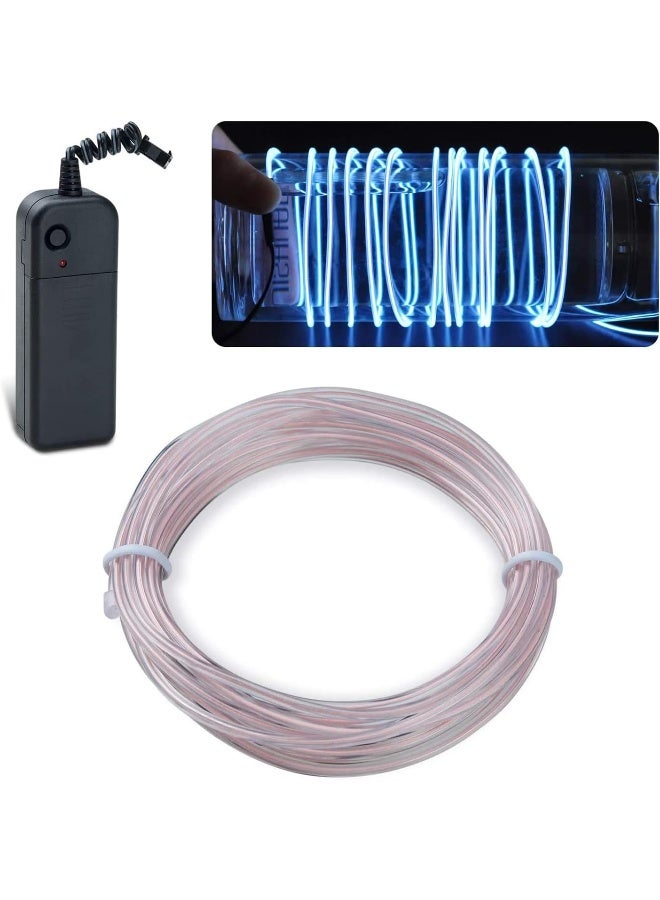 lychee EL Wire Neon Glowing Strobing Electroluminescent Light El Wire w/Battery Pack for Parties, Halloween Decoration (White, 9ft) - Image 5