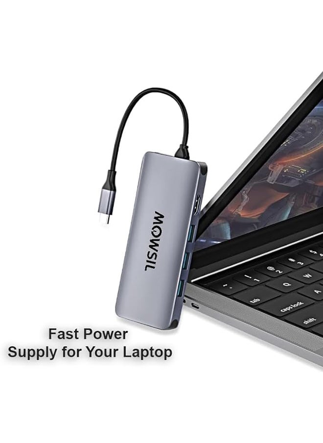 12 in 1 USB C Hub 4K HDMI and FHD VGA Dual Video Output Type C Hub, PD 100W, Gigabit Ethernet, 3 USB 3.0 Ports, USB C to 3.5mm, SD/TF Slot Multiport Adapter for MacBook Pro/Air 2023, HP,