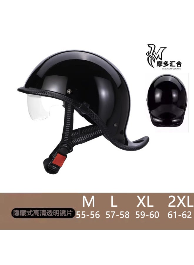 Electric Motorcycle Helmet Retro Half Helmet Men's And Women's Scoop Helmet Motorcycle Helmet Spring And Summer Electric Battery Safety Helmet Helmet