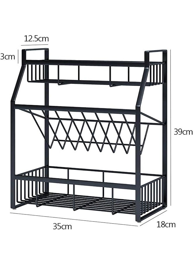 JCB CHIC 3-Tier Spice Rack, Metal Kitchen Storage Rack with Shelves for Spice Jar Sauce Can Oil Bottles, Multilayer Kitchen Countertop Seasoning Organizer (Black) - Image 2