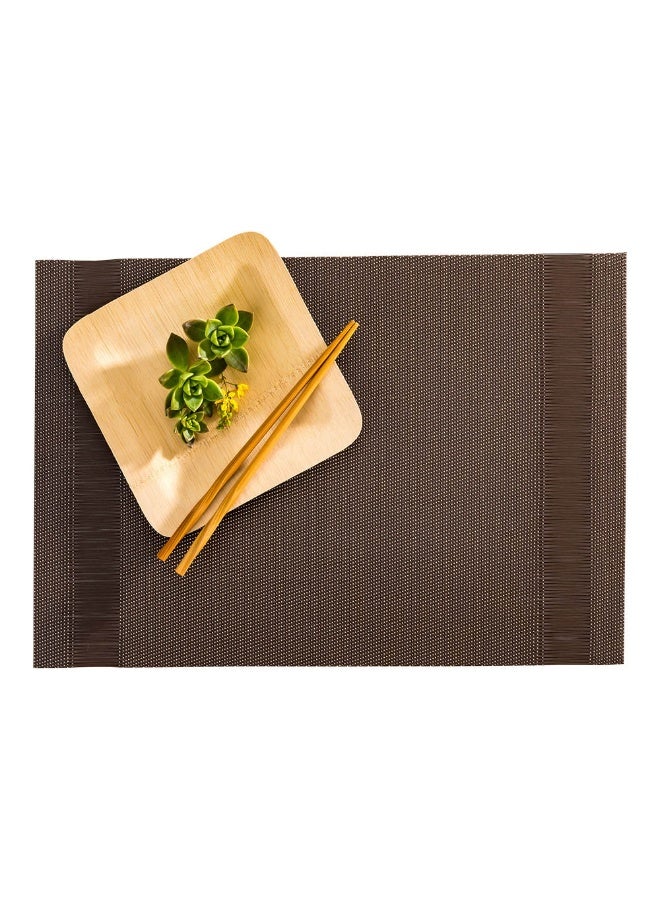 Restaurantware Artisan Stripe 16 x 12 Inch Outdoor Placemats, Set Of 6 Woven Patio Placemats - Heat-Resistant, Won't Stain, Brown With Dark Brown Stripes Vinyl Underplate Mats, Waterproof - Image 2
