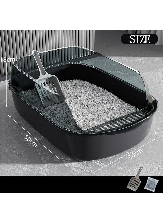 Generic - Oversized Semi-Closed Cat Litter Box with High Fence Kitten Toilet,Splash-Proof Detachable Potty Tray Toilet with Plastic Scoop & Deodorizing Bag, Easy to Clean, Suitable for All Kinds of Litter - Image 1
