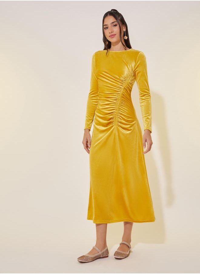 Take Two Velvet Ruched Midi Dress  - Image 2