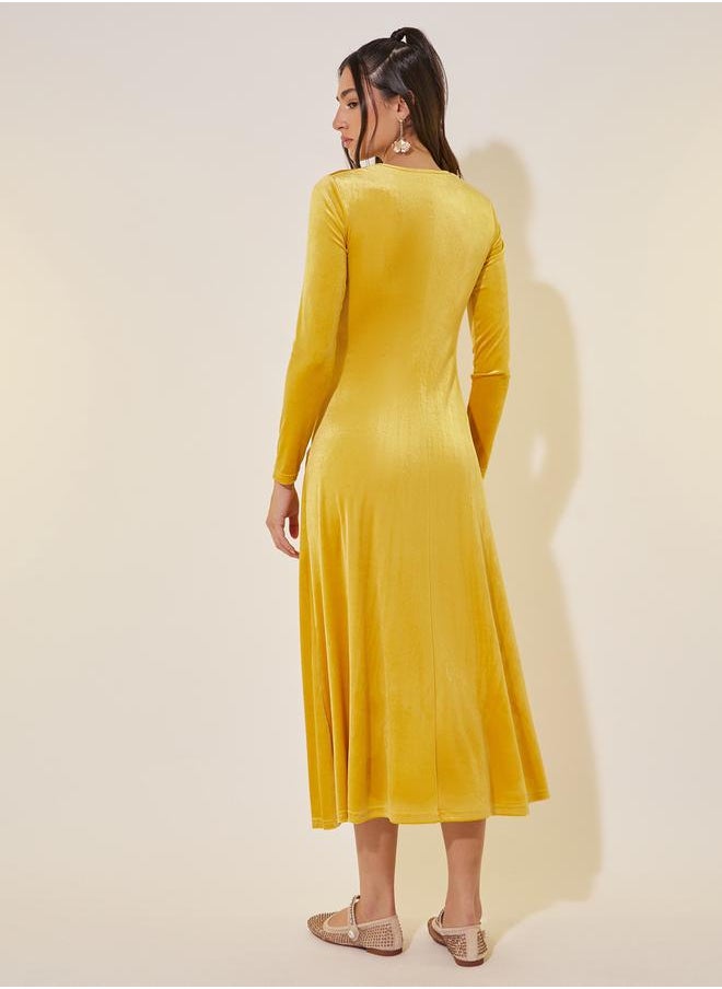 Take Two Velvet Ruched Midi Dress  - Image 5