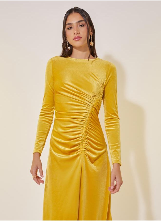 Take Two Velvet Ruched Midi Dress  - Image 3